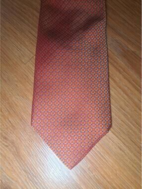 Brooks Brothers Silk Tie Orange Geometric Wide Made in USA